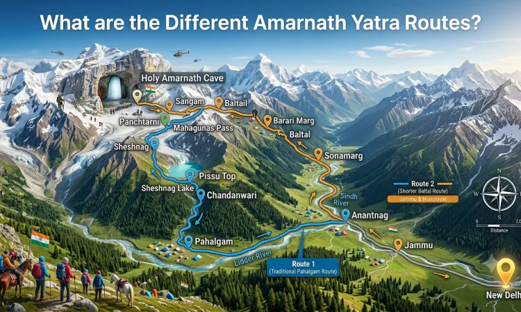 different routes for amarnath yatra 2026